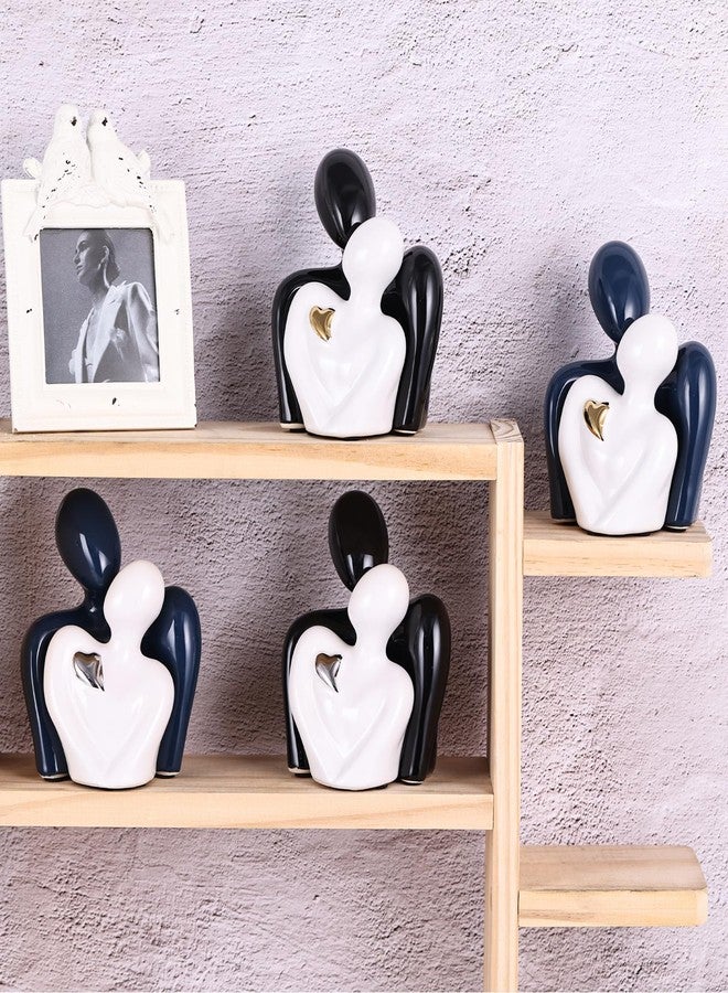 oliruim Mini Couple Ceramic Small Statue, Romantic Couple Figurine for Home Decor, Tv Stand, Living Room Nick nacks, Dresser for Bedroom, Shelves, Valentine, Items for Wedding Decor (Blue White and Silver) - Image 4